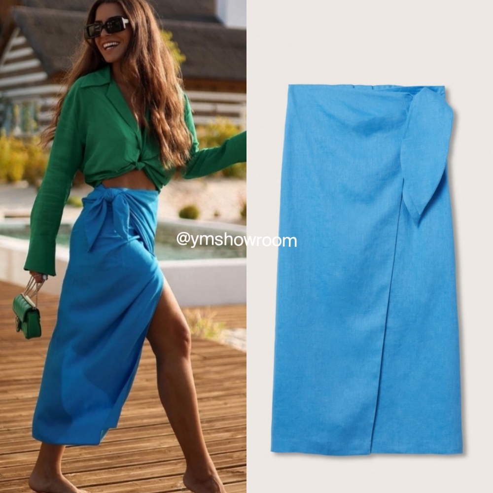 🔥Last 1🔥 MANGO Linen midi skirt